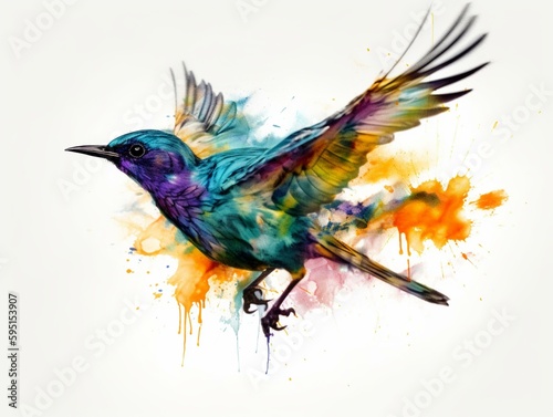 colorful bird in pastel drawing style