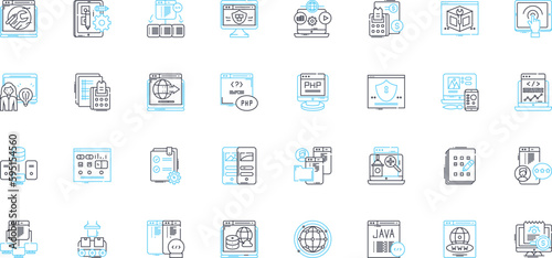 Project optimization linear icons set. Efficiency, Streamlining, Enhancement, Improvement, Productivity, Lean, Automation line vector and concept signs. Simplification,Innovation,Performance outline
