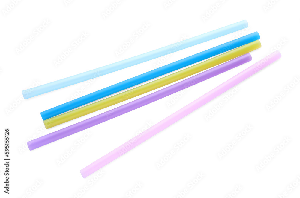 Color plastic cocktail tubes on white background Color plastic cocktail tubes on white background
