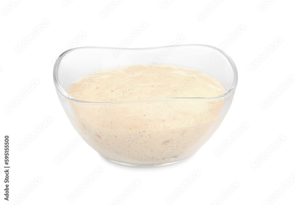 Fresh leaven in glass bowl isolated on white Fresh leaven in glass bowl isolated on white