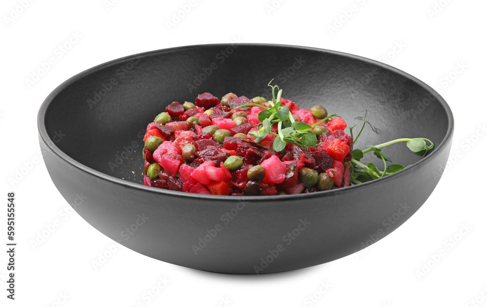Delicious fresh vinaigrette salad isolated on white Delicious fresh vinaigrette salad isolated on white