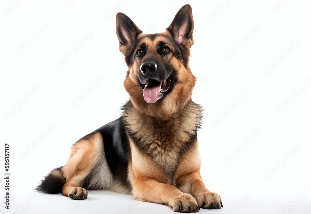 German Shepherd Dog On A White Background AI Generative Image German Shepherd Dog On A White Background AI Generative Image