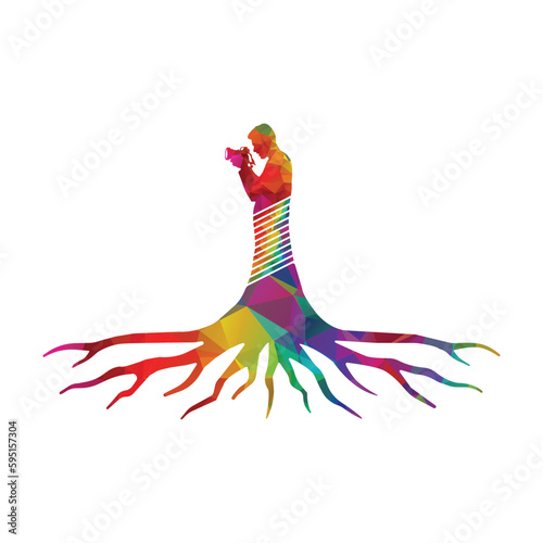 Creative illustration of a man with a roots. cut vector illustration