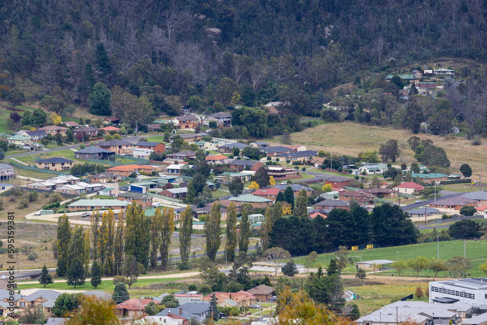 Aerial view of Lithgow from the lookout, NSW, Australia.