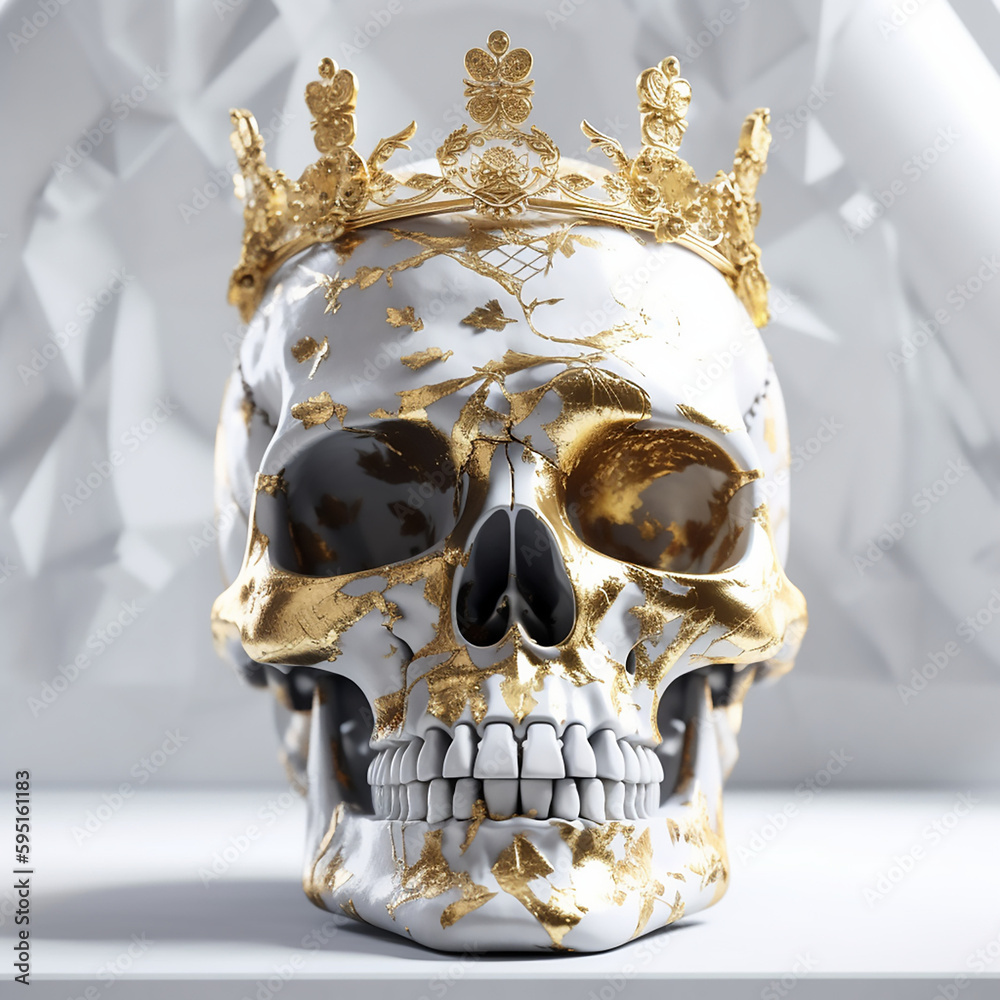 Realism Skull with Crown: Detailed Art and Symbolism