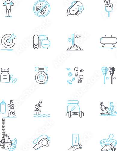 Caloric intake linear icons set. Nutrition, Metabolism, Calories, Energy, Diet, Nutritionist, Carbohydrates line vector and concept signs. Proteins,Fats,Sugars outline illustrations