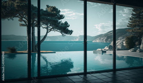 リゾート　建築　プール   Resort architecture pool Generative AI © happy Wu 