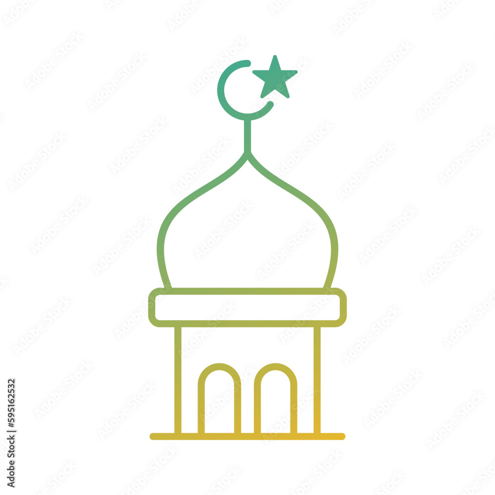 mosque dome with two door islamic gradient icon vector illustration