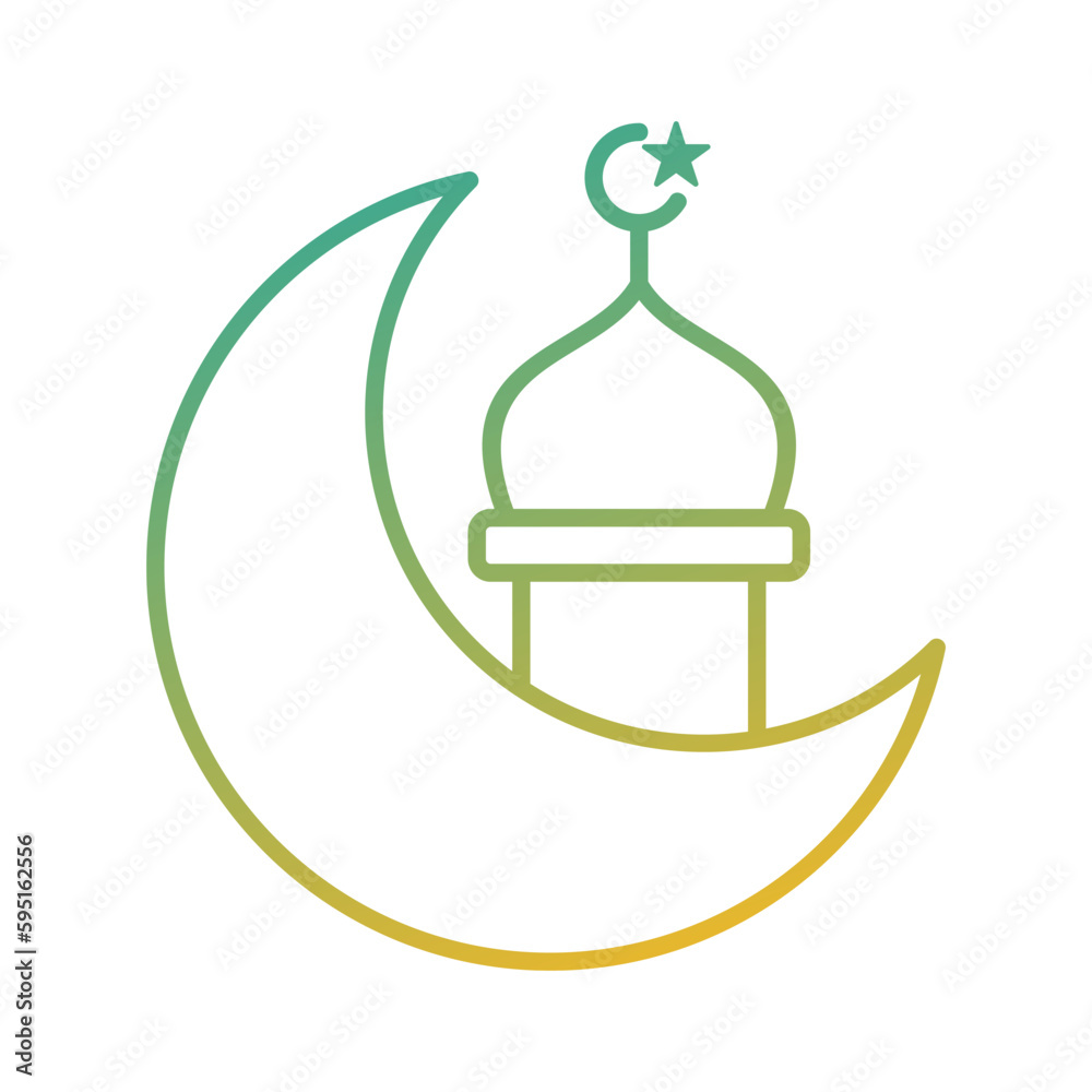 mosque and moon islamic gradient icon vector illustration mosque and moon islamic gradient icon vector illustration