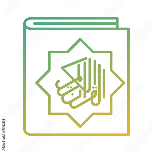 holy quran book islamic gradient icon vector illustration