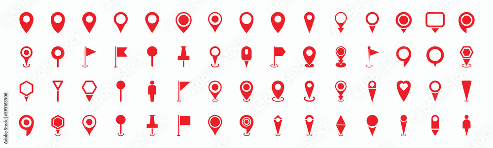 Location pin icons set. Collection of location pin red symbols EPS10 - Stock Vector Location pin icons set. Collection of location pin red symbols EPS10 - Stock Vector