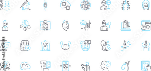 Art therapy linear icons set. Expression, Self-discovery, Healing, Creativity, Empowerment, Transformation, Mindfulness line vector and concept signs. Insight,Imagination,Communication outline
