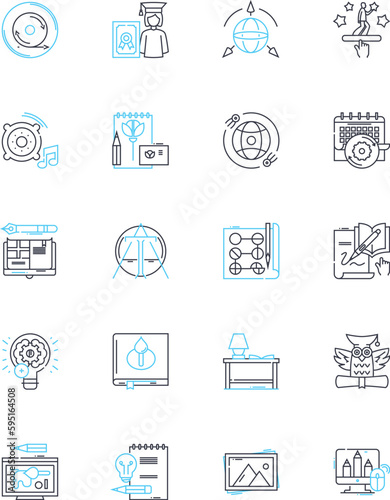 School linear icons set. Education, Learning, Academics, Math, Science, History, Literature line vector and concept signs. Homework,Tests,Exams outline illustrations