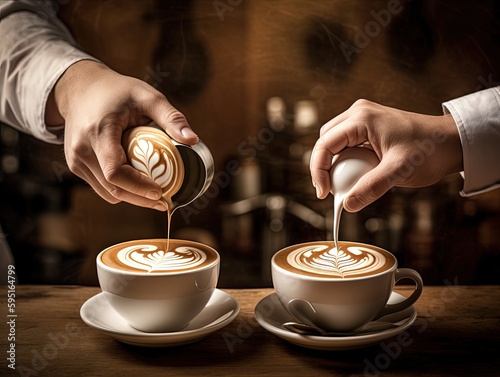 a barista handcrafting a delicious latte art for a c 