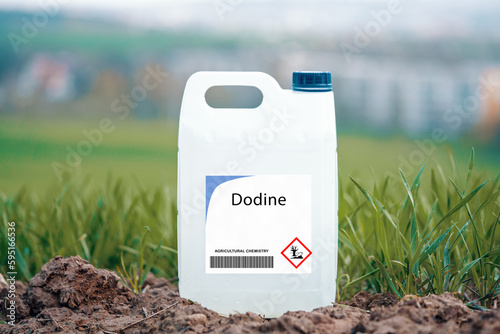 Dodine contact fungicide used on fruits nuts and vegetables to control fungal diseases.