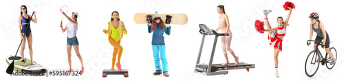 Set of different sporty wom...