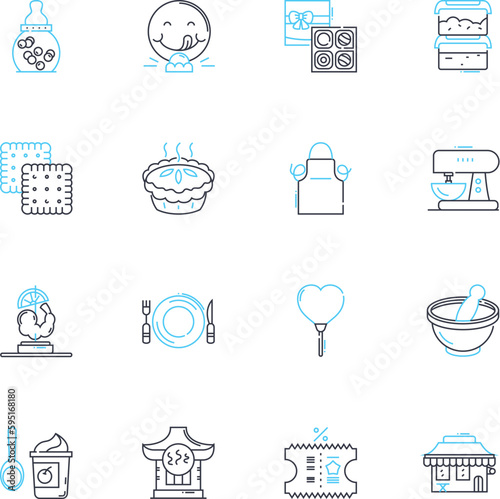 Soup chef linear icons set. Broth, Bouillon, Stew, Consomm?, Chowder, Gumbo, Bisque line vector and concept signs. Minestr,Pho,Ramen outline illustrations