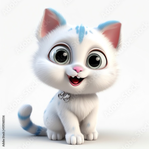 little kitten cartoon character - generative ai