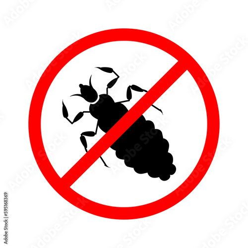 No Louse Icon, Lice Free Icon, Anti Lice, Wingless Insect vector illustration on white background..eps