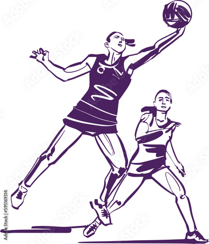 The netball player with ball in her hands