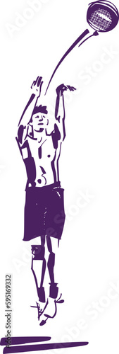 vector sketch of the streetball basketball player with a ball
