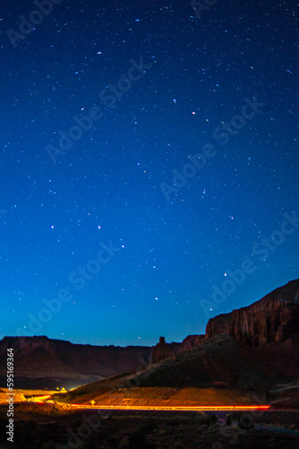 USA, Utah, Capitol Reef National Park. Stars in night sky.