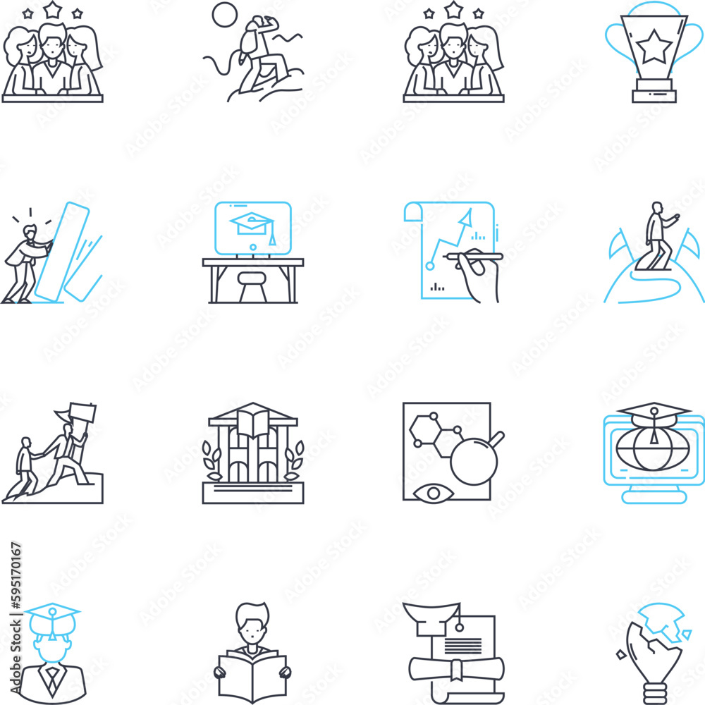 Cyber tutorials linear icons set. Cybersecurity, Hacking, Encryption, Phishing, Malware, Firewall, Passwords line vector and concept signs. Cybercrime,VPN,Social Engineering outline illustrations