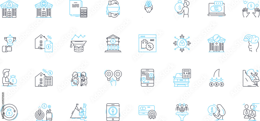 Web-based company linear icons set. Online, Technology, Cloud, Software, Digital, Mobile, Platform line vector and concept signs. Nerk,Internet,E-commerce outline illustrations