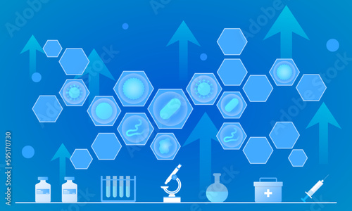 Vector illustration of all kinds of growing viruses