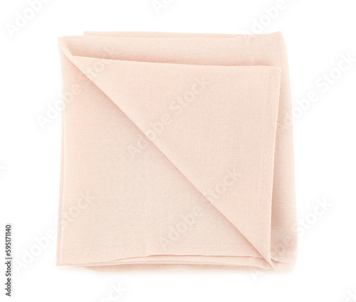 New folded napkin on white background