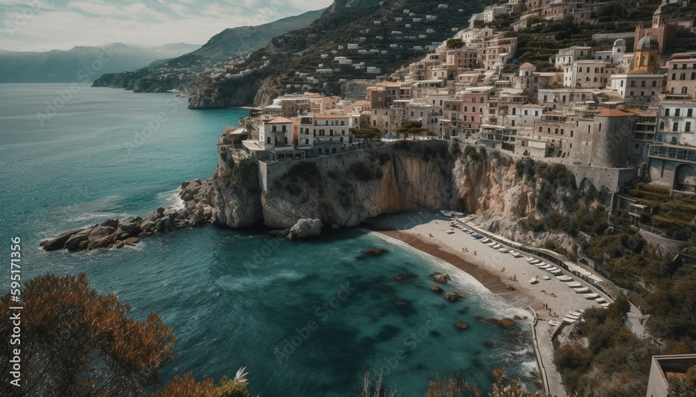 Idyllic Amalfi Coast A panoramic nautical journey generated by AI