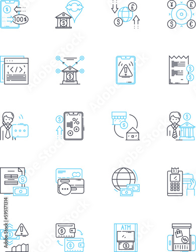 E-commerce linear icons set. Online, Shopping, Retail, Marketplace, Digital, Technology, Commerce line vector and concept signs. Internet,Amazon,Ebay outline illustrations