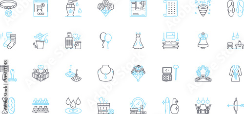 Affix linear icons set. Prefix, Suffix, Root, Derivative, Inflection, Morpheme, Tack-on line vector and concept signs. Attach,Connect,Add-on outline illustrations photo
