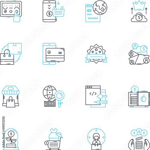 Promotional Offers linear icons set. Discounts, Coupons, Sales, Deals, Promotions, Specials, Bargains line vector and concept signs. Offers,Rebates,Markdowns outline illustrations