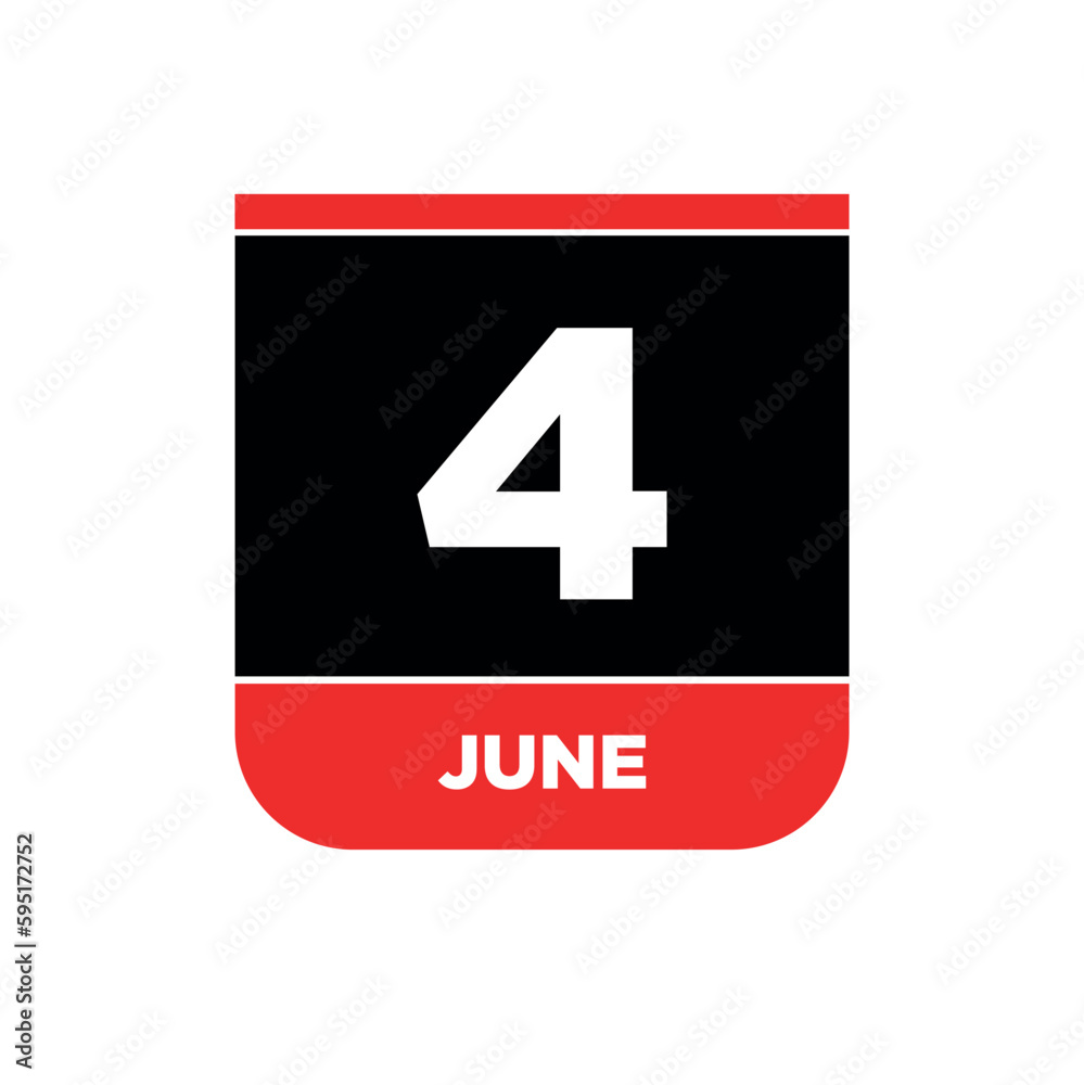 4th June calendar vector icon. 4 June monogram. 4th June calendar vector icon. 4 June monogram.