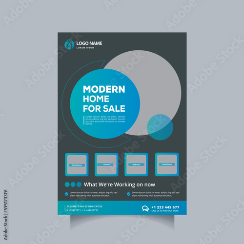 real estate flyer template, vector design, corporate real estate flyer template in A4 size
