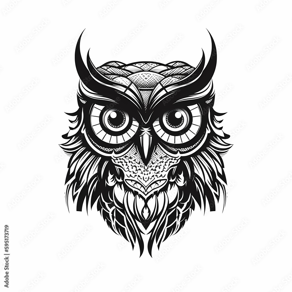 Owl Tattoo. Generative AI