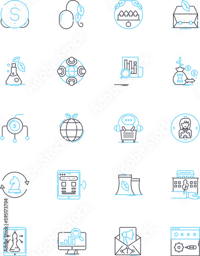 Business expansion linear icons set. Growth, Expansion, Diversification, Scalability, Innovation, Advancement, Development line vector and concept signs. Upward,Progression,Breakthrough outline