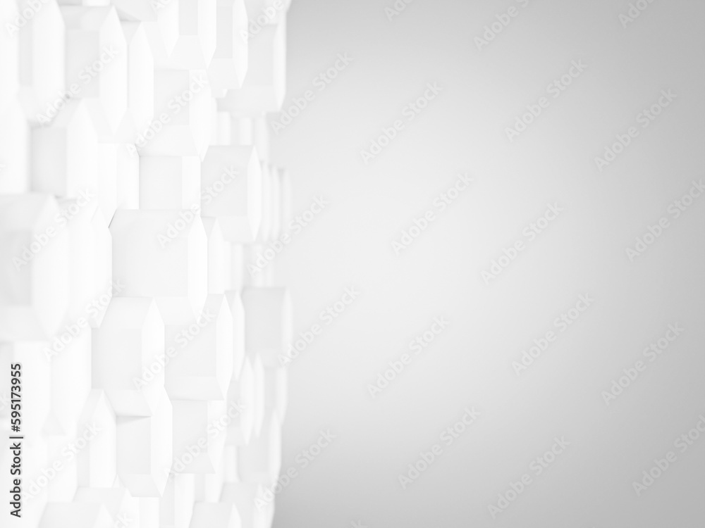 3d render, white color of polygon shape on white color background