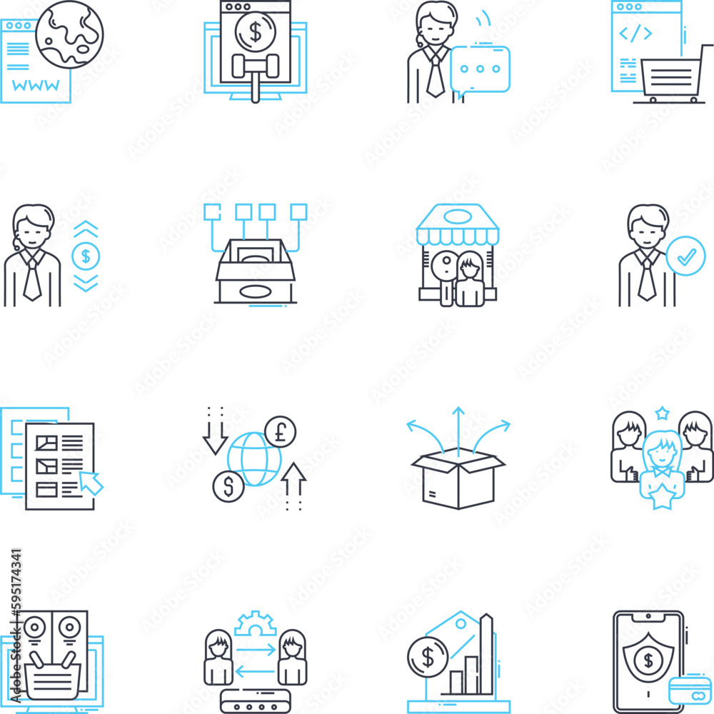 E-commerce market linear icons set. Online, Retail, Digital, Marketplace, Shopping, Web, Virtual line vector and concept signs. Browsing,Consumer,Electronic outline illustrations E-commerce market linear icons set. Online, Retail, Digital, Marketplace, Shopping, Web, Virtual line vector and concept signs. Browsing,Consumer,Electronic outline illustrations