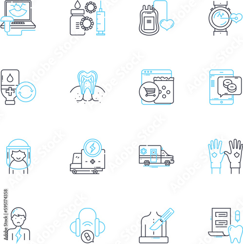 Oral healthcare linear icons set. Cavities, Plaque, Gingivitis, Halitosis, Tartar, Fluoride, Flossing line vector and concept signs. Brushing,Mouthwash,Crown outline illustrations