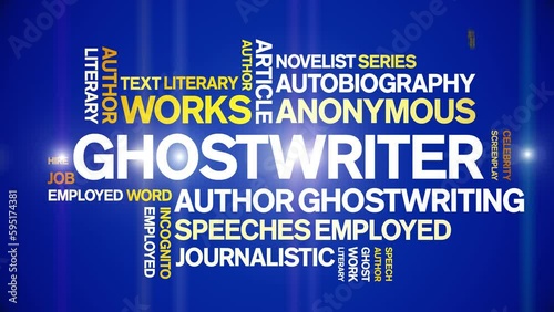 Ghostwriter animated tag word cloud;text design animation kinetic typography seamless loop. photo