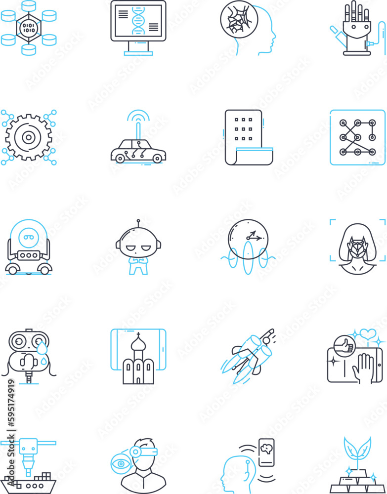 Next-generation strategies linear icons set. Innovation, Disruption, Futuristic, Agility, Adaptability, Transformation, Evolution line vector and concept signs. Revolution,Automation,Optimization
