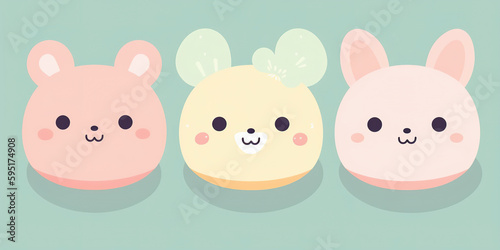 Cute  kawaii minimal character pastel