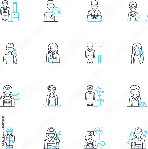 Calling linear icons set. Dialing, Ringing, Contacting, Phoning, Telephoning, Communicating, Connecting line vector and concept signs. Buzzing,Speaking,Reaching outline illustrations