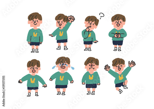 いろんな表情の男の子のイラスト素材セット
