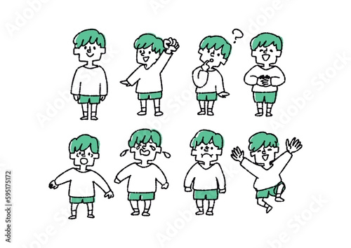 いろんな表情の男の子のイラスト素材セット