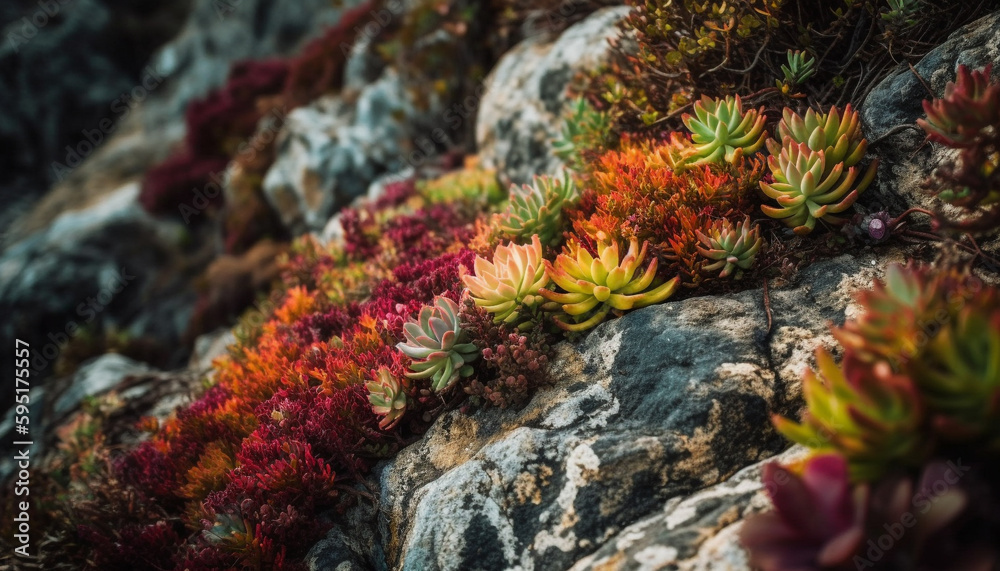Multi colored wildflowers blossom in natural meadow beauty generated by AI Multi colored wildflowers blossom in natural meadow beauty generated by AI