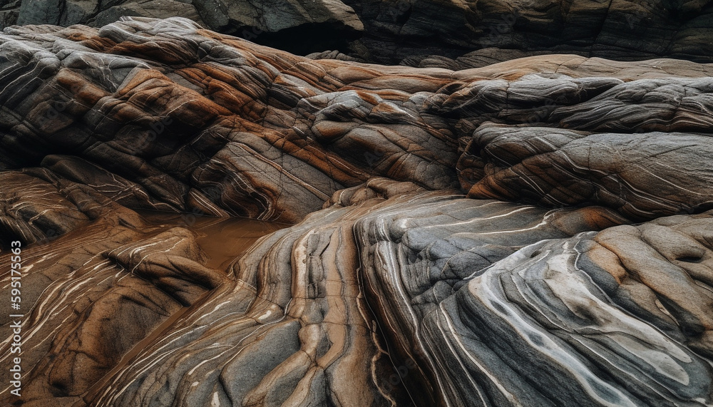 Smooth sandstone cliff eroded by flowing water generated by AI Smooth sandstone cliff eroded by flowing water generated by AI
