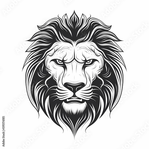 Lion Head Logo. Generative AI